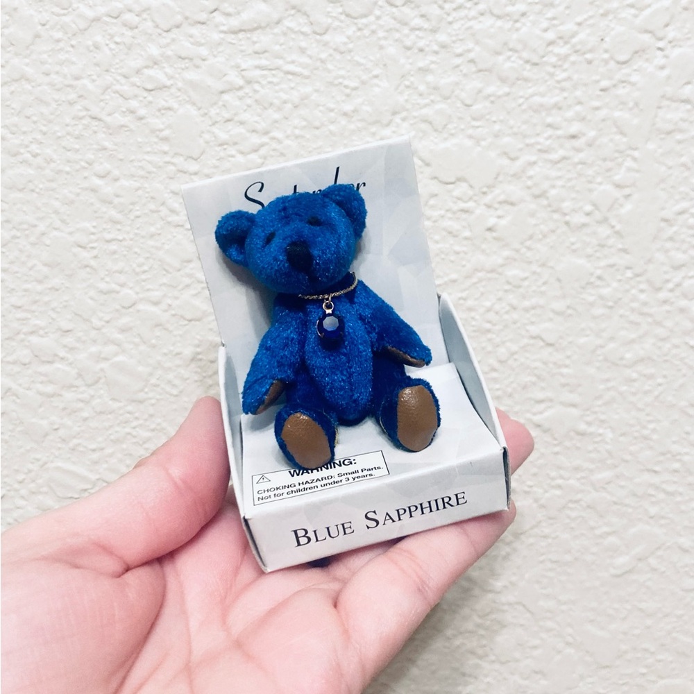Vtg Russ Berrie mini bear birthday month September birthstone nib 3”